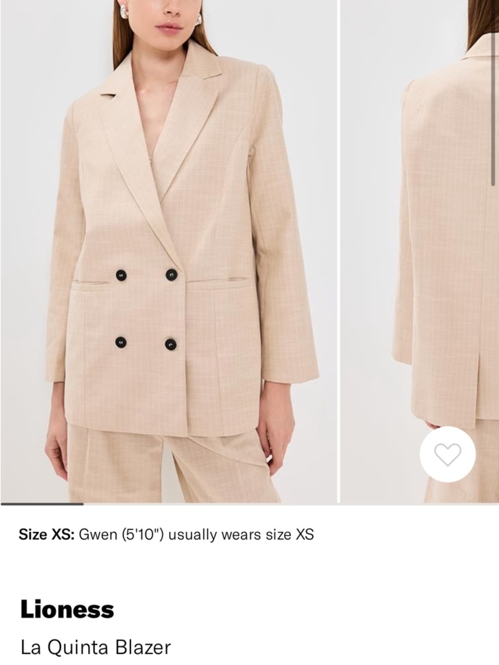 Lioness Neutral Beige Double-Breasted Blazer